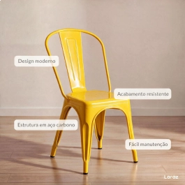 Cadeira de jantar Iron Tolix com design industrial – Amarelo Cadeira de jantar Iron Tolix com design industrial – Amarelo