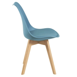 Cadeira de jantar Leda com assento estofado e design moderno - Azul petróleo