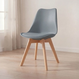 Cadeira de jantar Leda com assento estofado e design moderno - Cinza escuro