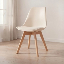 Cadeira de jantar Leda com assento estofado e design moderno - Creme