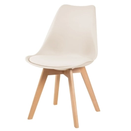Cadeira de jantar Leda com assento estofado e design moderno - Creme Cadeira de jantar Leda com assento estofado e design moderno - Creme