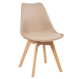 Cadeira de jantar Leda com assento estofado e design moderno - Nude
