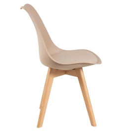 Cadeira de jantar Leda com assento estofado e design moderno - Nude