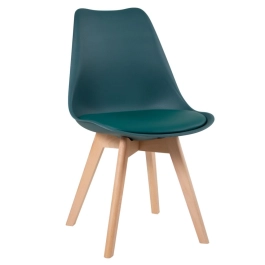 Cadeira de jantar Leda com assento estofado e design moderno - Verde escuro