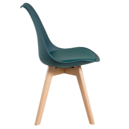 Cadeira de jantar Leda com assento estofado e design moderno - Verde escuro