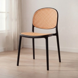 Cadeira de jantar Mumbai de telinha com design contemporâneo e assento anatômico – Preto