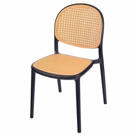 Cadeira de jantar Mumbai de telinha com design contemporâneo e assento anatômico – Preto