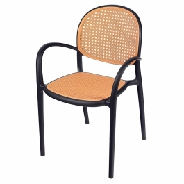 Cadeira de jantar Mumbai telinha com braços e design contemporâneo – Preto Cadeira de jantar Mumbai telinha com braços e design contemporâneo – Preto