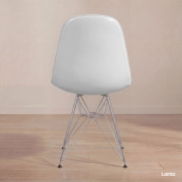 Cadeira estofada Charles Eames Eiffel Botonê DKR com pés de metal cromado - Cinza claro Cadeira estofada Charles Eames Eiffel Botonê DKR com pés de metal cromado - Cinza claro
