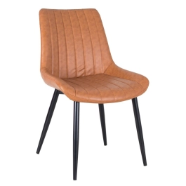 Cadeira estofada Chicago com design industrial - Marrom
