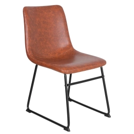 Cadeira estofada com Design Industrial Vintage Brusque - Marrom Caramelo
