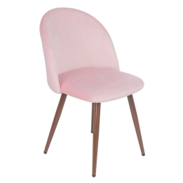 Cadeira estofada de jantar Maite Sedona em veludo - Rosa Claro