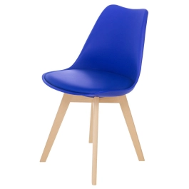 Cadeira de jantar Leda com assento estofado e design moderno - Azul Bic