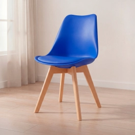 Cadeira de jantar Leda com assento estofado e design moderno - Azul Bic