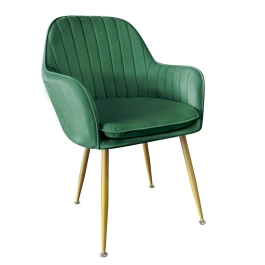 Cadeira Poltrona Lines com pés dourados Suede para sala de jantar - Verde Escuro