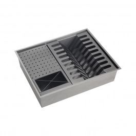 Calha Úmida para Cozinha Gourmet Escorredor Embutida Aço Inox 304 Baniwa 50x40 cm Preto