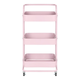 Carrinho organizador Berlim de 3 prateleiras para cozinha com rodízios - Rosa antigo Carrinho organizador Berlim de 3 prateleiras para cozinha com rodízios - Rosa antigo