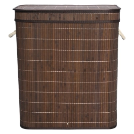 Cesto Duplo com Tampa 60cm Bambu Escuro - Mimo Style