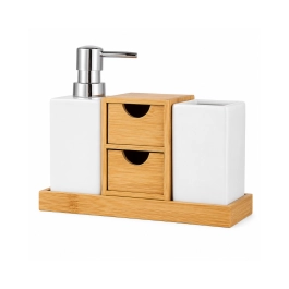Conjunto para Banheiro 5 Peças Cera e Bambu - Mimo Style