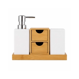 Conjunto para Banheiro 5 Peças Cera e Bambu - Mimo Style Conjunto para Banheiro 5 Peças Cera e Bambu - Mimo Style