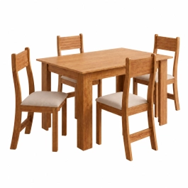 Conjunto Sala de Jantar Mesa Retangular León com 4 Cadeiras Estofadas Nice Laráz Conjunto Sala de Jantar Mesa Retangular León com 4 Cadeiras Estofadas Nice Laráz