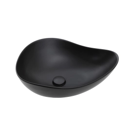 Cuba de Apoio para Banheiro Oval Louça Cerâmica 51cm Obsidiana - Preto