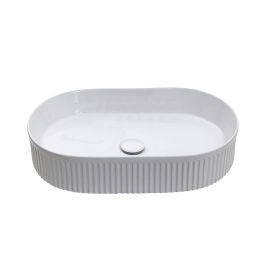 Cuba de Apoio para Banheiro Oval Louça Cerâmica Selenita - Branco