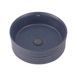 Cuba de Apoio para Banheiro Redonda Slim Louça Cerâmica 38cm Labradorita Cinza