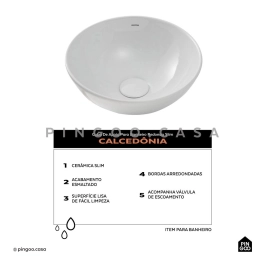 Cuba de Apoio Redonda Slim para Banheiro Louça Cerâmica 28,5cm Calcedônia Branco Cuba de Apoio Redonda Slim para Banheiro Louça Cerâmica 28,5cm Calcedônia Branco