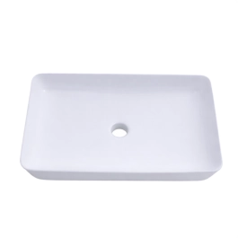 Cuba de Apoio Sem Válvula para Banheiro Retangular Louça Cerâmica Roselita Pingoo.casa - Branco