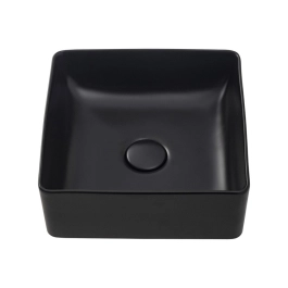 Cuba de Apoio Slim Quadrada para Banheiro Louça Cerâmica 31,5x31cm Crisoprásio Preto Fosco