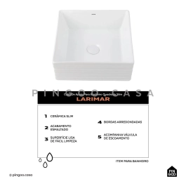 Cuba de Apoio Slim Quadrada para Banheiro Louça Cerâmica 38x37,5cm Larimar Branco Cuba de Apoio Slim Quadrada para Banheiro Louça Cerâmica 38x37,5cm Larimar Branco