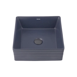 Cuba de Apoio Slim Quadrada para Banheiro Louça Cerâmica 38x37,5cm Larimar Cinza Fosco