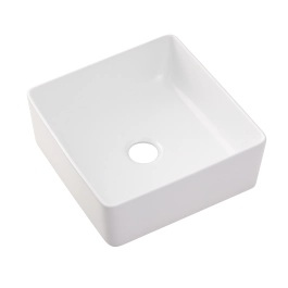 Cuba de Apoio Slim Quadrada sem Válvula para Banheiro Louça Cerâmica 31x31,5cm Crisoprásio Pingoo.casa - Branco