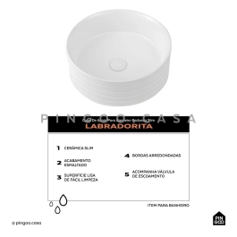 Cuba de Apoio Slim Redonda para Banheiro Louça Cerâmica 38cm Labradorita Branco Cuba de Apoio Slim Redonda para Banheiro Louça Cerâmica 38cm Labradorita Branco