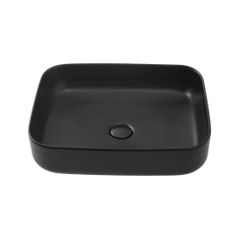 Cuba de Apoio Slim Retangular para Banheiro Louça Cerâmica 50,5x39,5cm Fluorita Preto Fosco