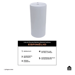 Cuba de Piso para Banheiro Quadrada Cerâmica Espinélio Pingoo.casa - Branco