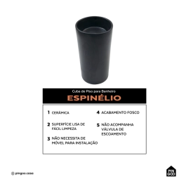 Cuba de Piso Sem Válvula para Banheiro Cerâmica 45cm Espinélio Pingoo.casa - Preto