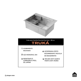 Cuba Gourmet para Cozinha Aço Inox 304 60x45cm Truká Prata