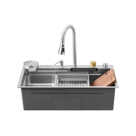 Cuba Gourmet para Cozinha com Acessórios Workstation e Torneira Maranguá Pingoo.casa - Prata