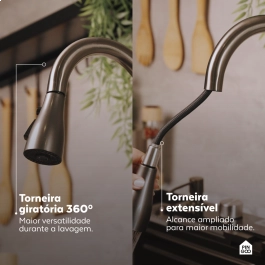 Cuba Gourmet para Cozinha com Acessórios Workstation e Torneira Maué Pingoo.casa - Preto