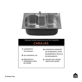 Cuba Gourmet para Cozinha com Acessórios Aço Inox 201 Texturizado 42x60cm Prata Carajás