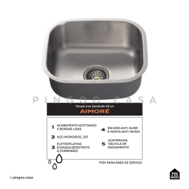 Cuba Gourmet para Cozinha Aço Inox 201 43x37cm Aimoré Prata