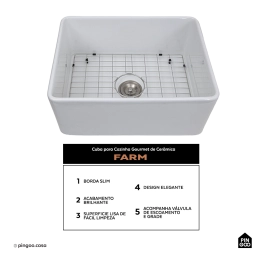 Cuba para Cozinha Gourmet de Cerâmica Farm Pingoo.casa - Branco