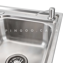 Cuba para cozinha gourmet pia Dupla aço inox com acessórios Potiguara com Lixeira pingoo.casa