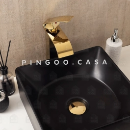 Cuba de Apoio para Banheiro Porcelana Jaspe Preto