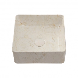 Cuba de Apoio Slim Quadrada para Banheiro Louça Cerâmica 31,5x31cm Crisoprásio Marmorizado Gold