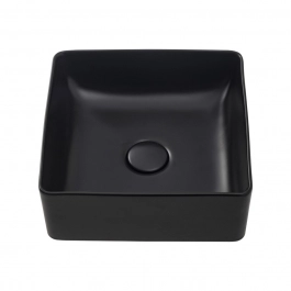 Cuba de Apoio Slim Quadrada para Banheiro Louça Cerâmica 31,5x31cm Crisoprásio Preto Fosco