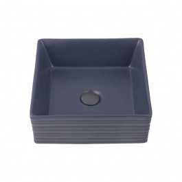 Cuba de Apoio Slim Quadrada para Banheiro Louça Cerâmica 38x37,5cm Larimar Cinza Fosco