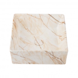 Cuba de Apoio Slim Quadrada para Banheiro Louça Cerâmica 38x37,5cm Larimar Marmorizado Rose